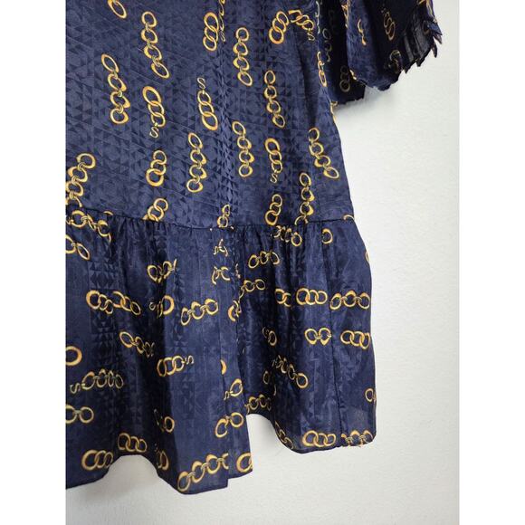 Sandro Milly Silk Dress Small EU 38 Navy Blue - Picture 9 of 16